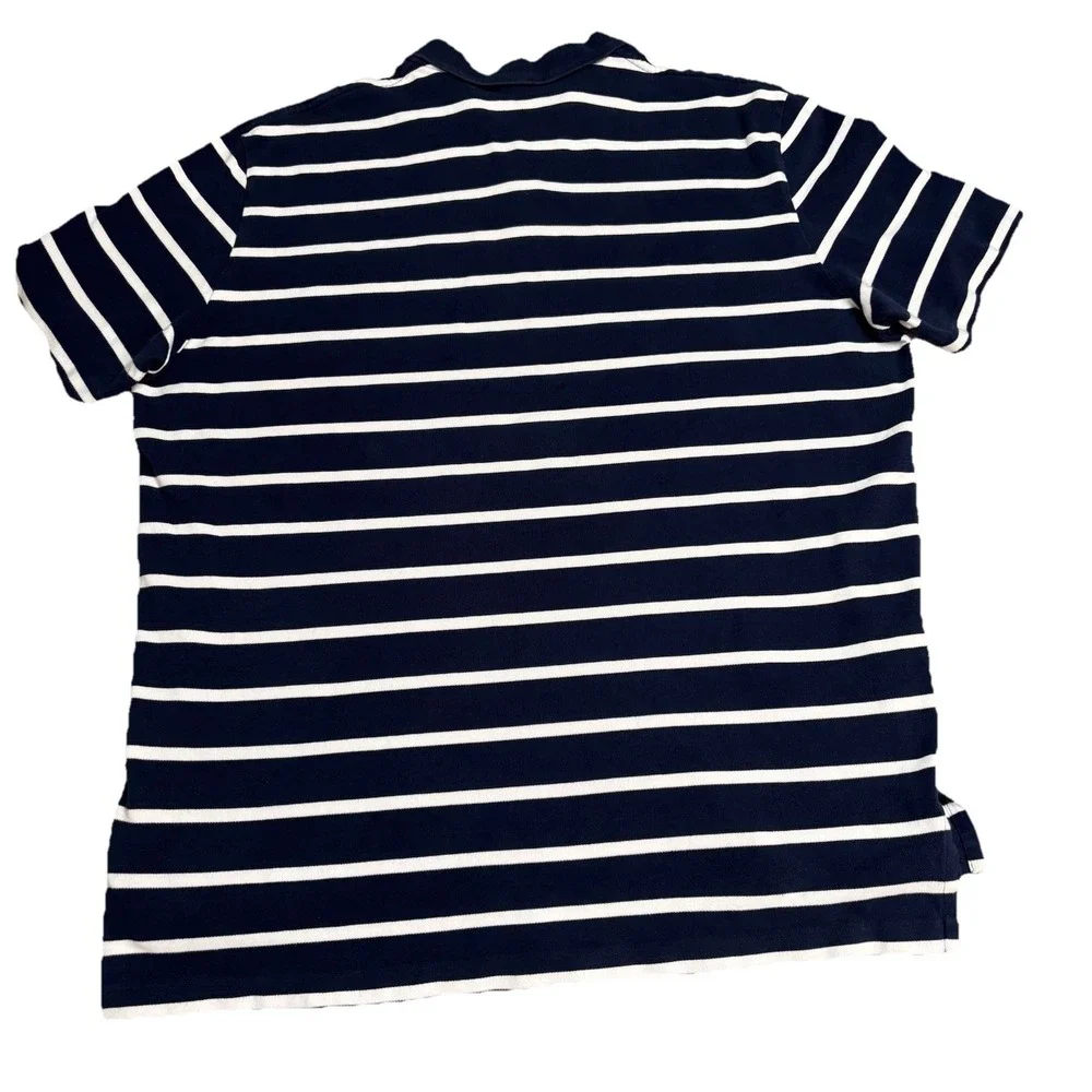 Polo Ralph Lauren Men's‎ XXL Navy/White Striped Polo Shirt 100% Cotton Red Pony